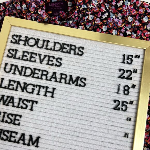 J. Crew Blouse Sarah Floral Liberty Arts Colab Cotton Ruffled Collar Cuffs Sz 2 - Picture 12 of 12